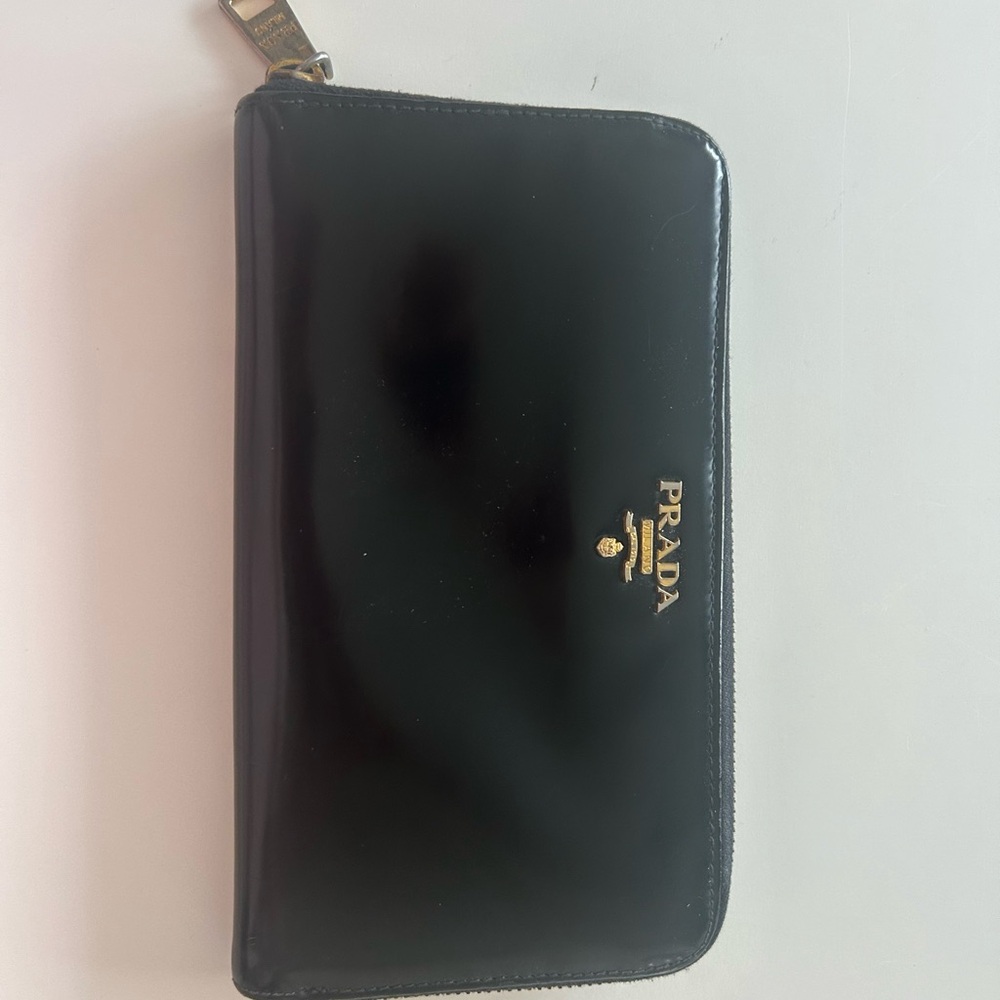 Prada Glossy Black Leather Wallet